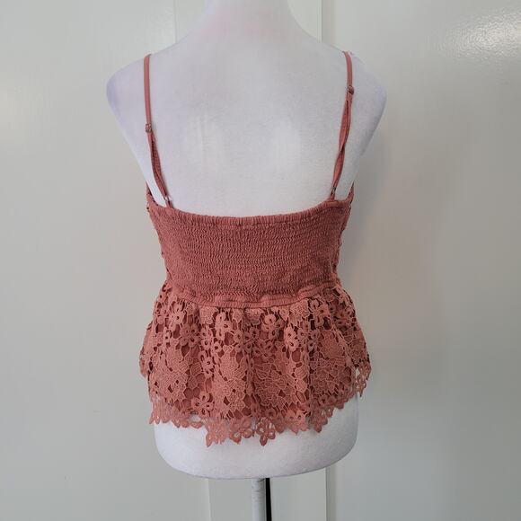 Abercrombie & Fitch Size L Lace Overlay Babydoll Floral Crop Top - Picture 3 of 9
